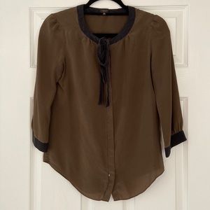 Aritzia blouse with tie detail, 100% silk